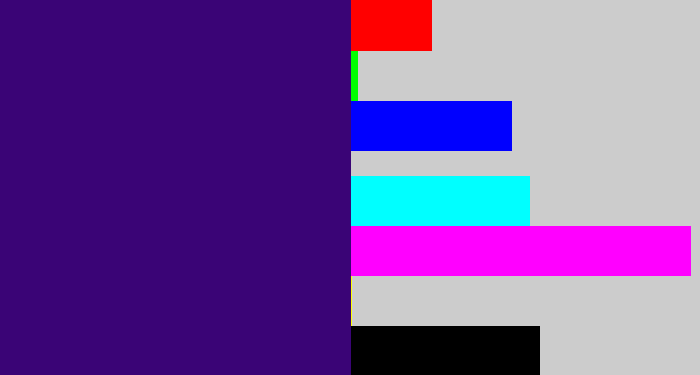 Hex color #3a0476 - indigo