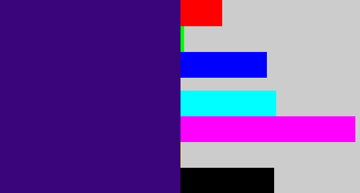 Hex color #3a047b - indigo