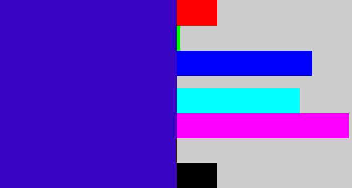 Hex color #3a04c4 - violet blue