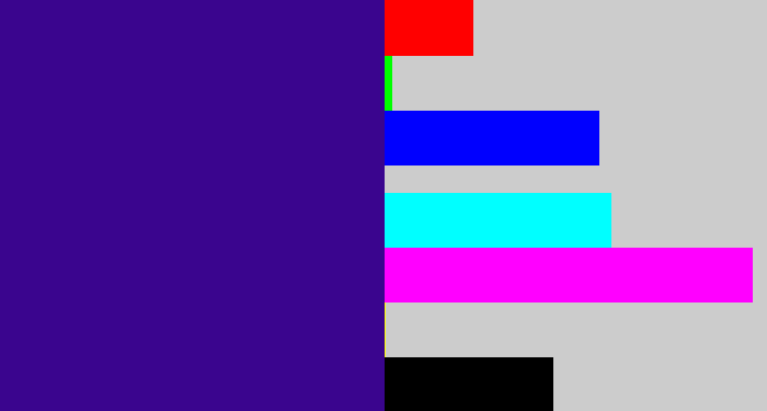Hex color #3a058e - indigo