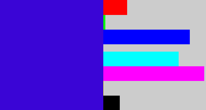 Hex color #3a05d6 - violet blue