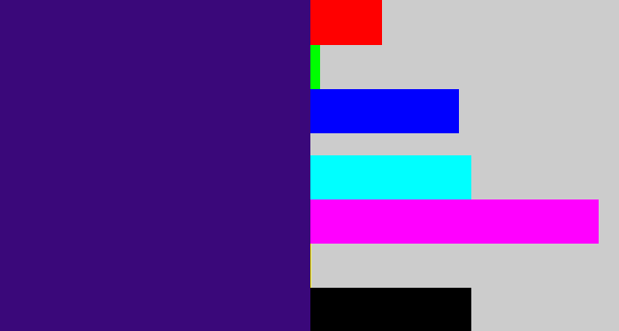 Hex color #3a087a - indigo