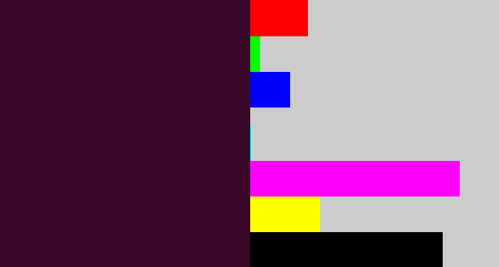 Hex color #3a092a - dark plum
