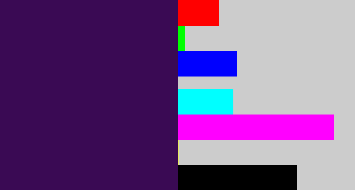 Hex color #3a0a54 - deep violet