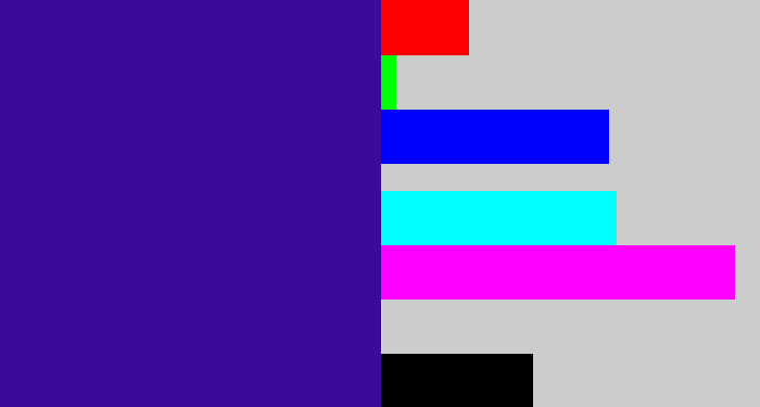 Hex color #3a0a98 - indigo