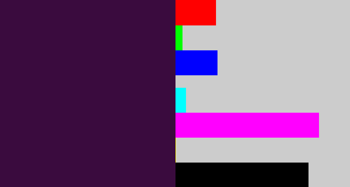 Hex color #3a0b3e - dark purple