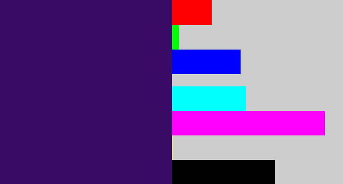 Hex color #3a0b66 - royal purple