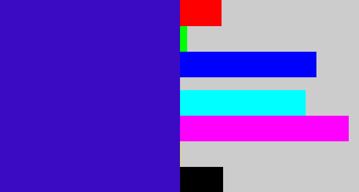 Hex color #3a0bc3 - indigo blue