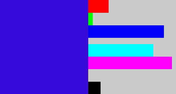 Hex color #3a0cdb - violet blue