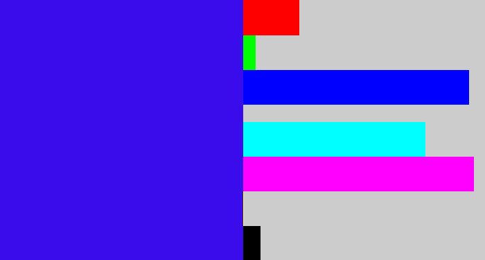 Hex color #3a0cec - blue/purple