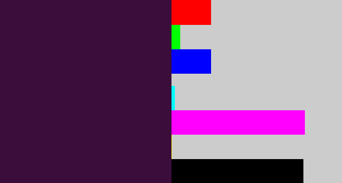 Hex color #3a0d3b - eggplant