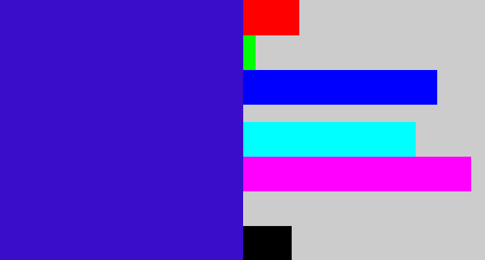 Hex color #3a0dcb - violet blue