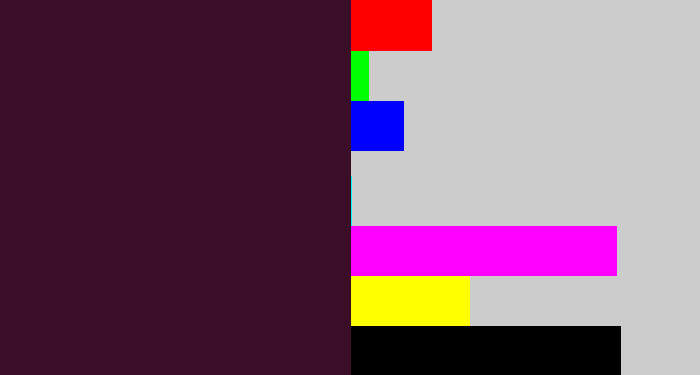 Hex color #3a0e26 - dark plum