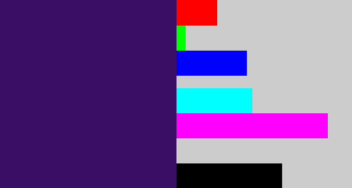 Hex color #3a0e65 - royal purple