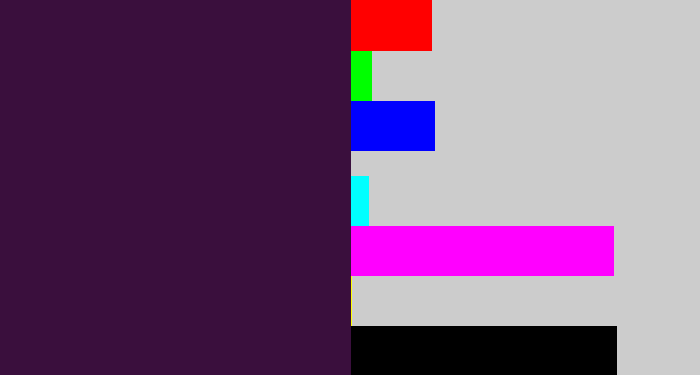 Hex color #3a0f3d - dark purple
