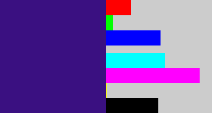 Hex color #3a1081 - indigo