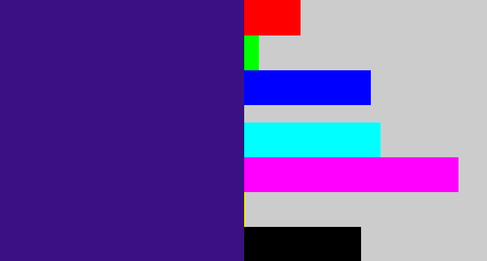 Hex color #3a1084 - indigo