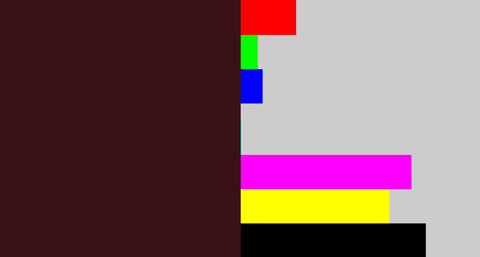 Hex color #3a1116 - dark maroon