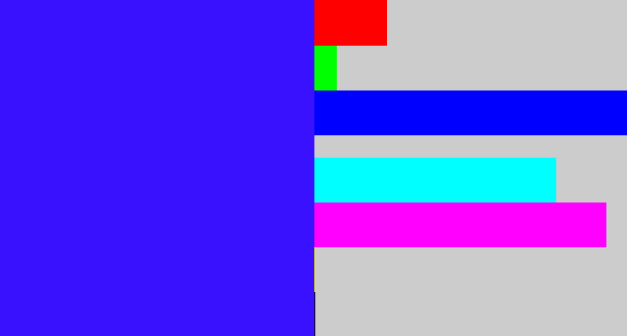 Hex color #3a11fe - light royal blue