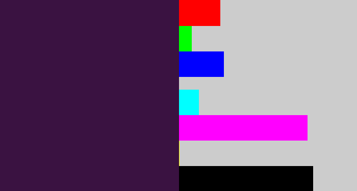 Hex color #3a1241 - dark purple