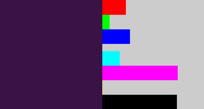 Hex color #3a1246 - dark purple