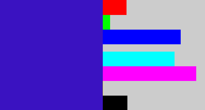 Hex color #3a12c1 - indigo blue