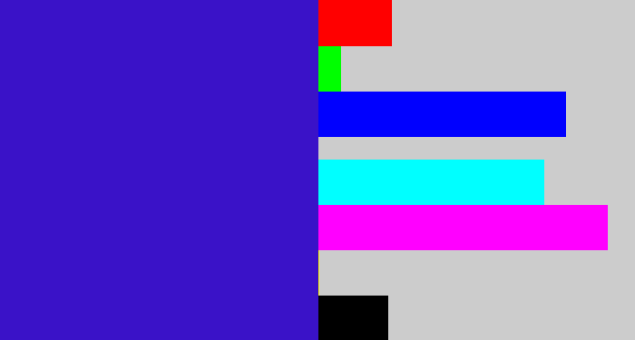 Hex color #3a12c8 - indigo blue