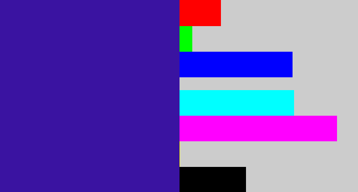 Hex color #3a13a1 - indigo blue