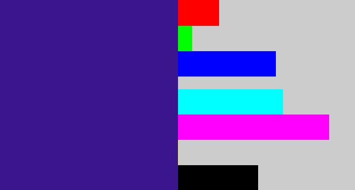 Hex color #3a158d - indigo