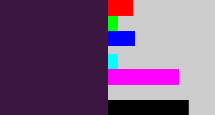Hex color #3a1640 - dark purple