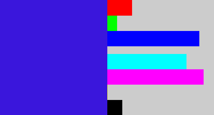 Hex color #3a16dc - violet blue