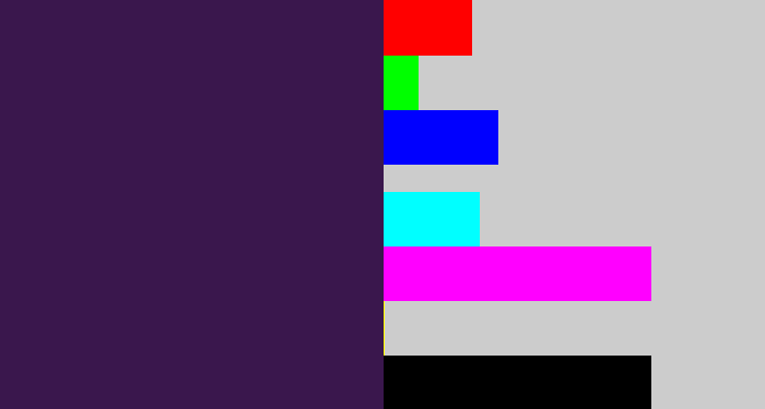 Hex color #3a174d - deep violet
