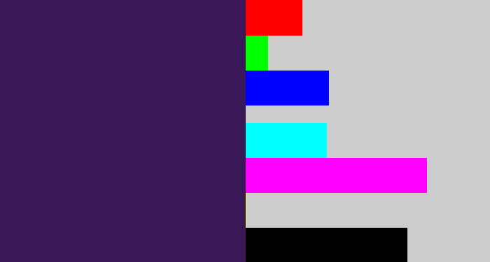 Hex color #3a1757 - deep violet