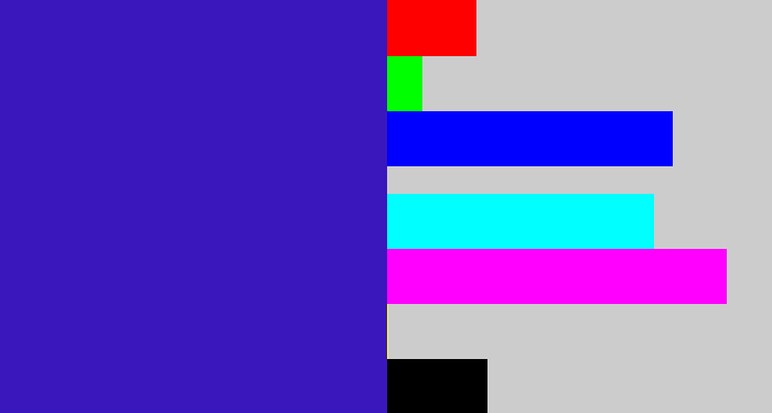 Hex color #3a17bd - indigo blue