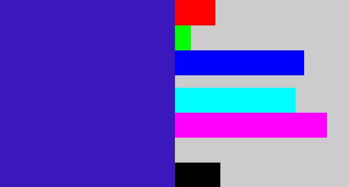 Hex color #3a18bc - indigo blue