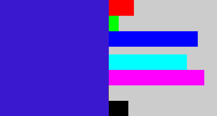 Hex color #3a18d0 - violet blue