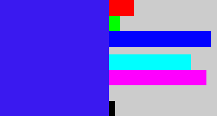 Hex color #3a19f0 - light royal blue