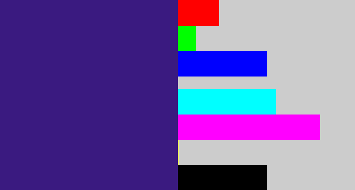 Hex color #3a1a80 - indigo