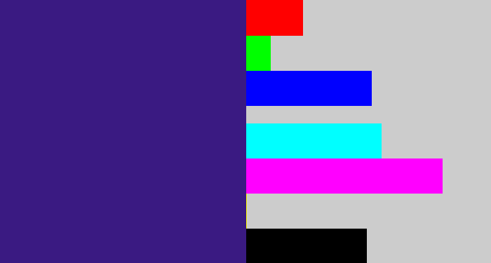 Hex color #3a1a82 - indigo