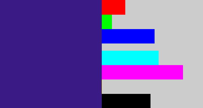 Hex color #3a1a85 - indigo