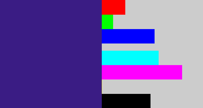 Hex color #3a1c84 - indigo