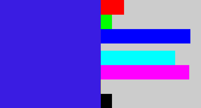 Hex color #3a1ce2 - light royal blue
