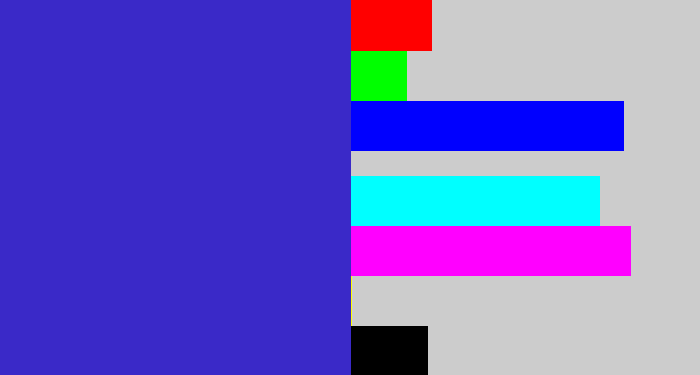 Hex color #3a29c8 - indigo blue