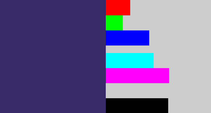 Hex color #3a2a69 - dark grey blue
