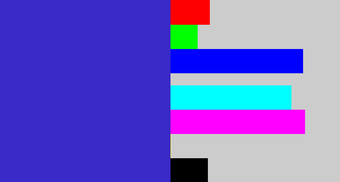 Hex color #3a2ac7 - indigo blue