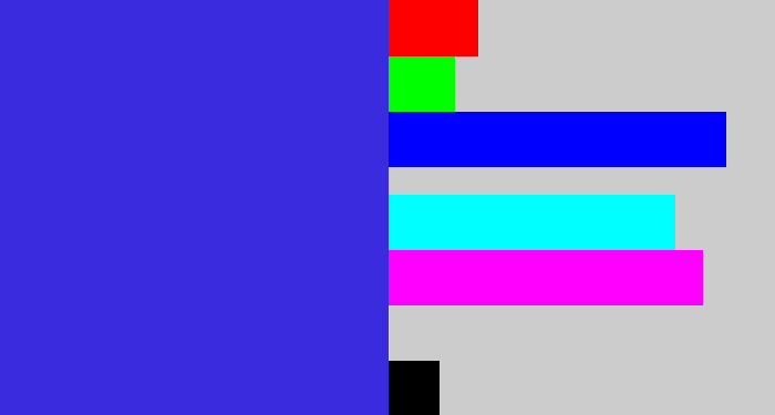 Hex color #3a2bde - light royal blue