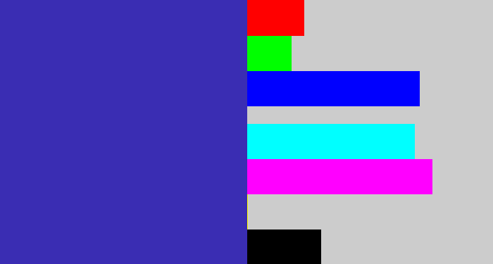 Hex color #3a2db3 - indigo blue