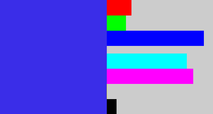 Hex color #3a2de8 - light royal blue