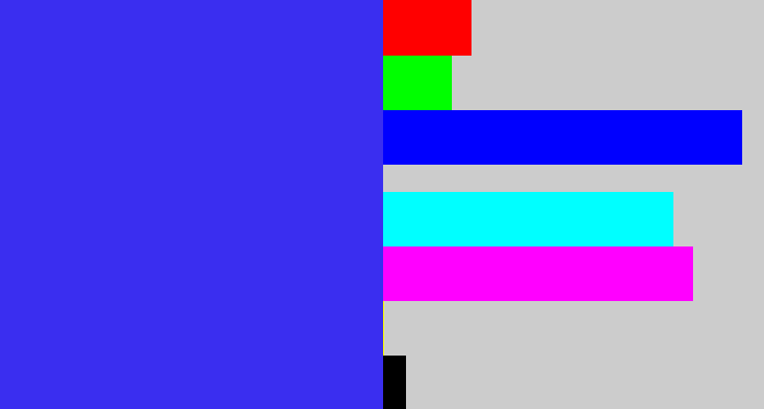 Hex color #3a2ef0 - light royal blue