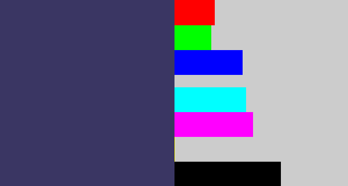 Hex color #3a3663 - dark grey blue